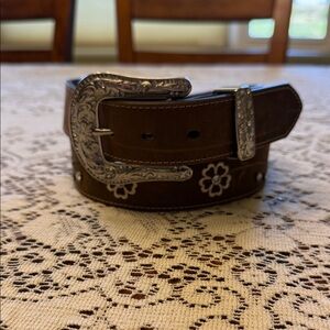 Ariat Brown Belt with Silver Buckle